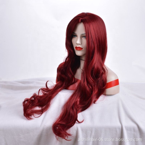 The long  synthetic hair  of the best-selling red solid wave is sent to women